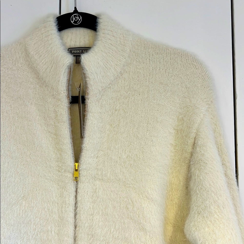 Point Sur for J.Crew ivory fuzzy sweater coat NWT